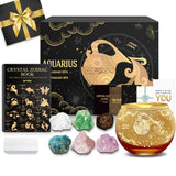 Aquarius Zodiac Crystals & Candle Holder Gift Set